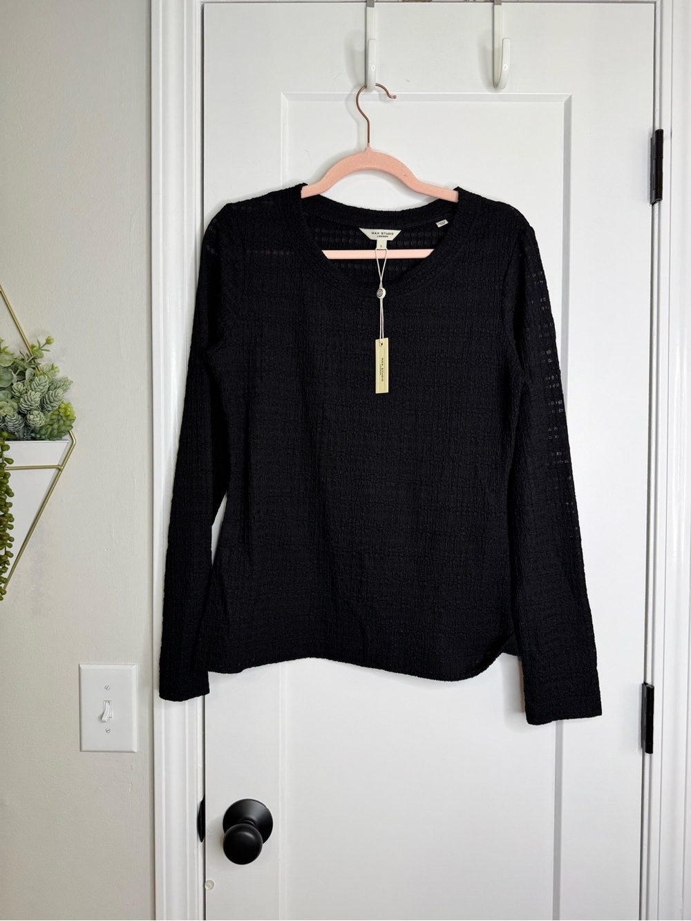 Max Studio Semi Sheer Textured Top